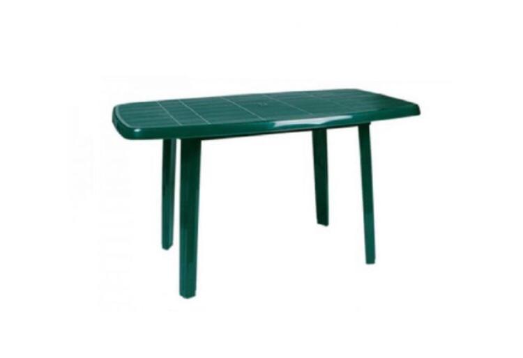 Masa fixa pentru gradina, plastic, ovala, verde, 6 persoane, 140 x 70 x 70 cm